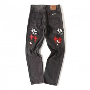 「#4698」Chrome Hearts multi-color ghost face jeans