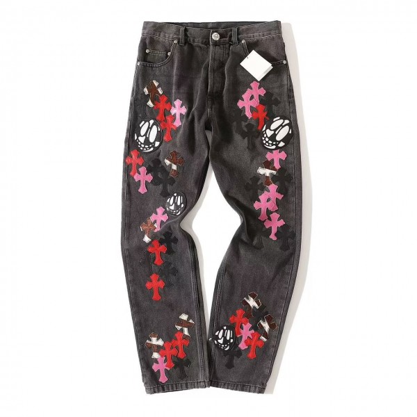 「#4698」Chrome Hearts multi-color ghost face jeans
