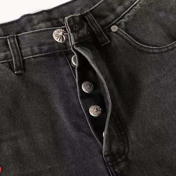 Chrome Hearts Red Black and White Cross Jeans