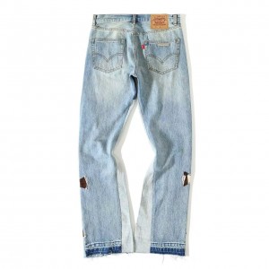 「#4705」Chrome Hearts denim patchwork flared jeans