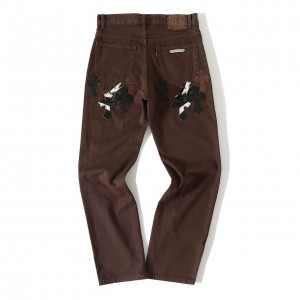 「#4710」Chrome Hearts leather embroidered jeans