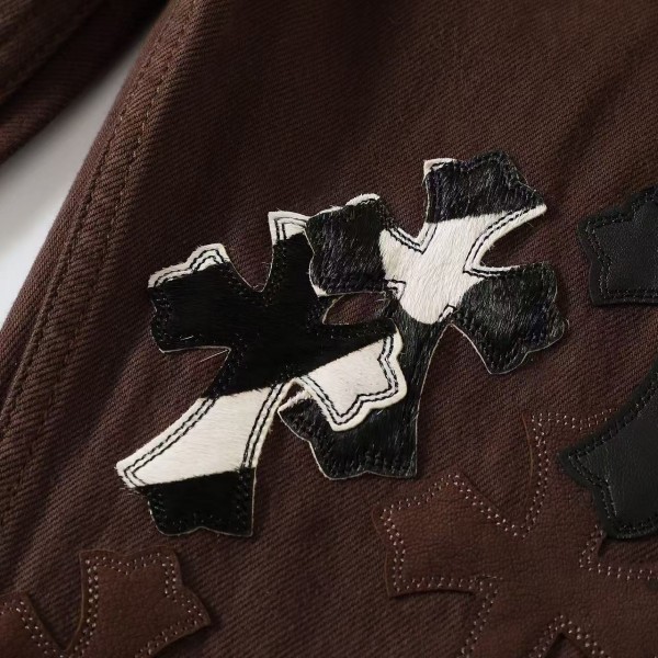 Chrome Hearts leather embroidered jeans