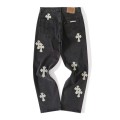 「#4713」Chrome Hearts Grey Pony Hair Cross Jeans