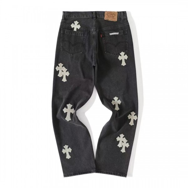 Chrome Hearts Grey Pony Hair Cross Jeans