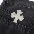 「#4713」Chrome Hearts Grey Pony Hair Cross Jeans