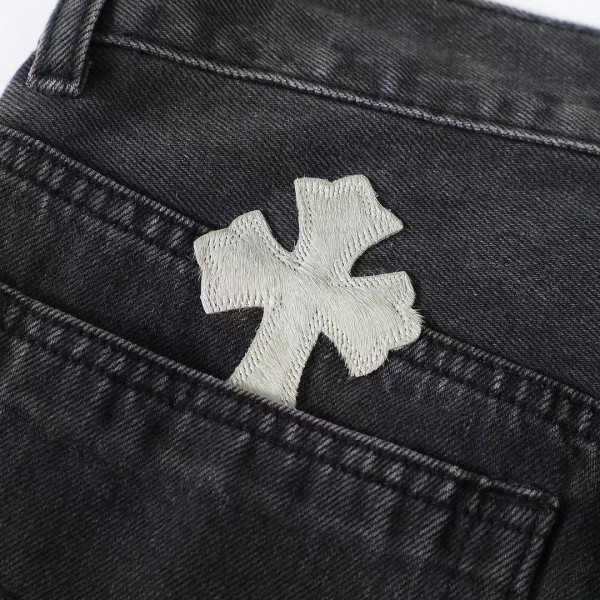 Chrome Hearts Grey Pony Hair Cross Jeans