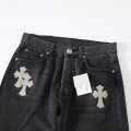 「#4713」Chrome Hearts Grey Pony Hair Cross Jeans