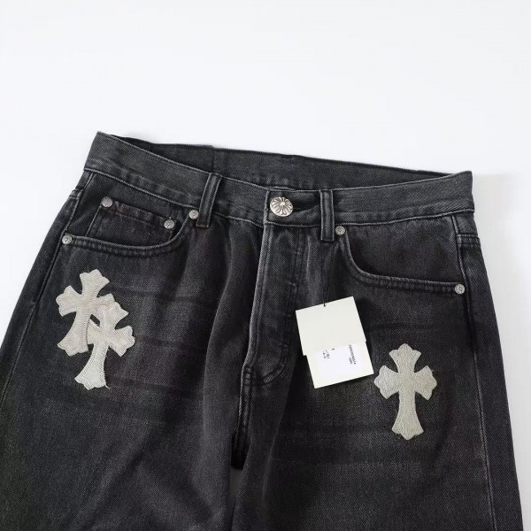 Chrome Hearts Grey Pony Hair Cross Jeans
