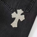 「#4713」Chrome Hearts Grey Pony Hair Cross Jeans