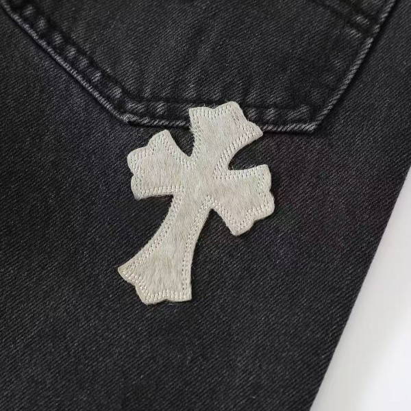 Chrome Hearts Grey Pony Hair Cross Jeans