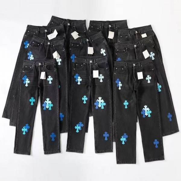 Chrome Hearts London Limited Edition Blue Leather and Black Jeans