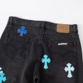 「#4714」Chrome Hearts London Limited Edition Blue Leather and Black Jeans