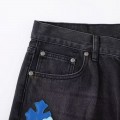 「#4714」Chrome Hearts London Limited Edition Blue Leather and Black Jeans
