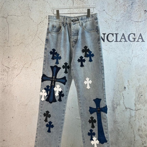 「#4716」Chrome Hearts London Bull King Silver Studded Leather Limited Edition Jeans