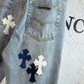 「#4716」Chrome Hearts London Bull King Silver Studded Leather Limited Edition Jeans