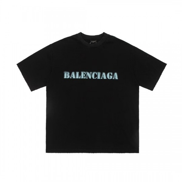 「#4739」BLCG Blurred Slogan Short Sleeves