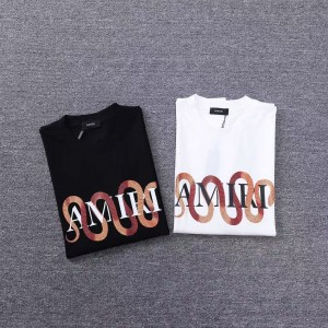 「#4743」AMIRI Spring and Summer Snake Print Letter Pattern Short Sleeve