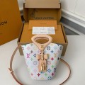 「#4760」New RIVAGE BB white tri-color handbag M14680, 18*7*12cm