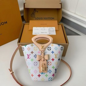 「#4760」New RIVAGE BB white tri-color handbag M14680, 18*7*12cm