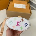 「#4760」New RIVAGE BB white tri-color handbag M14680, 18*7*12cm