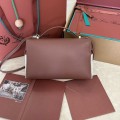 「#4771」Loro Piana new counter wine red leather with canvas handbag crossbody bag size: 27*1*10cm
