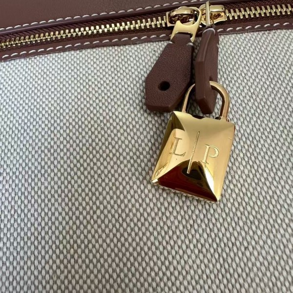 Loro Piana new counter wine red leather with canvas handbag crossbody bag size: 27*1*10cm