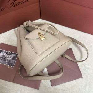 「#4772」loro piana extra imported off-white cowhide drawstring backpack, size: 25*27*14cm
