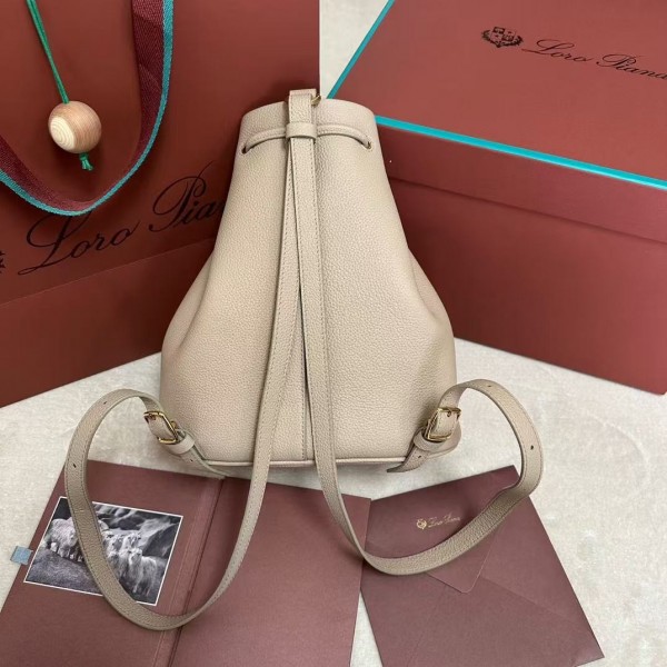 loro piana extra imported off-white cowhide drawstring backpack, size: 25*27*14cm