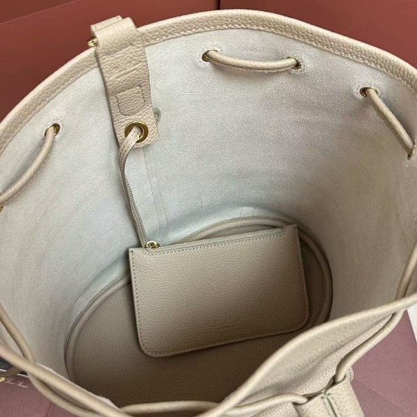 loro piana extra imported off-white cowhide drawstring backpack, size: 25*27*14cm
