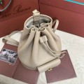 「#4772」loro piana extra imported off-white cowhide drawstring backpack, size: 25*27*14cm