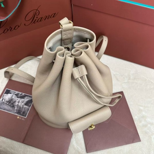 loro piana extra imported off-white cowhide drawstring backpack, size: 25*27*14cm