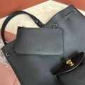 「#4774」loro piana extra black imported cowhide drawstring backpack, size: 25*27*14cm