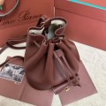 「#4775」loro piana extra black imported cowhide drawstring backpack, size: 25*27*14cm