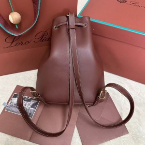 「#4775」loro piana extra black imported cowhide drawstring backpack, size: 25*27*14cm