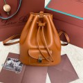 「#4776」loro piana extra brown imported cowhide drawstring backpack, size: 25*27*14cm