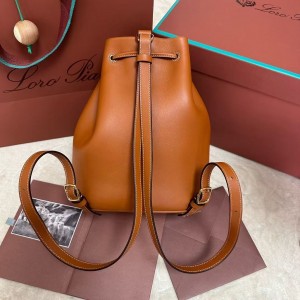 「#4776」loro piana extra brown imported cowhide drawstring backpack, size: 25*27*14cm