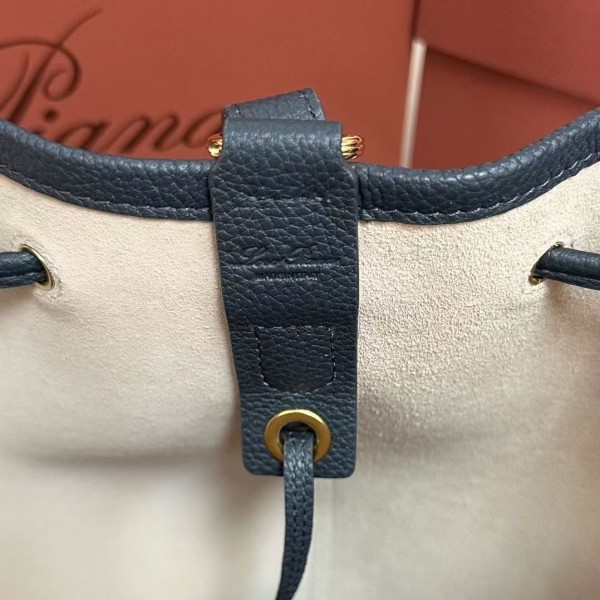 loro piana extra dark blue imported cowhide drawstring backpack, size: 25*27*14cm