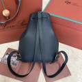 「#4777」loro piana extra dark blue imported cowhide drawstring backpack, size: 25*27*14cm