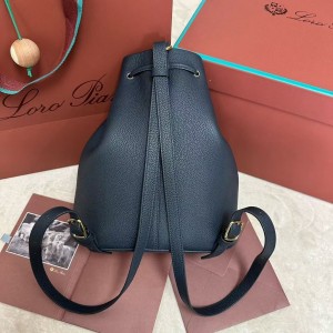 「#4777」loro piana extra dark blue imported cowhide drawstring backpack, size: 25*27*14cm
