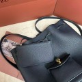 「#4777」loro piana extra dark blue imported cowhide drawstring backpack, size: 25*27*14cm