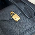 「#4777」loro piana extra dark blue imported cowhide drawstring backpack, size: 25*27*14cm