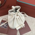 「#4778」loro piana extra white imported cowhide drawstring backpack, size: 25*27*14cm