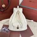 「#4778」loro piana extra white imported cowhide drawstring backpack, size: 25*27*14cm