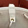 「#4778」loro piana extra white imported cowhide drawstring backpack, size: 25*27*14cm