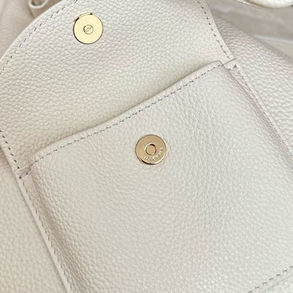 loro piana extra white imported cowhide drawstring backpack, size: 25*27*14cm