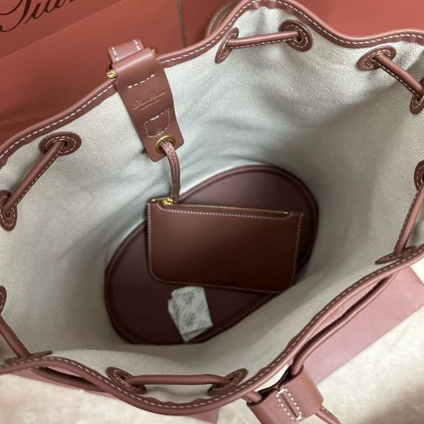 loro piana extra caramel canvas drawstring backpack, size: 25*27*14cm