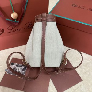 「#4779」loro piana extra caramel canvas drawstring backpack, size: 25*27*14cm