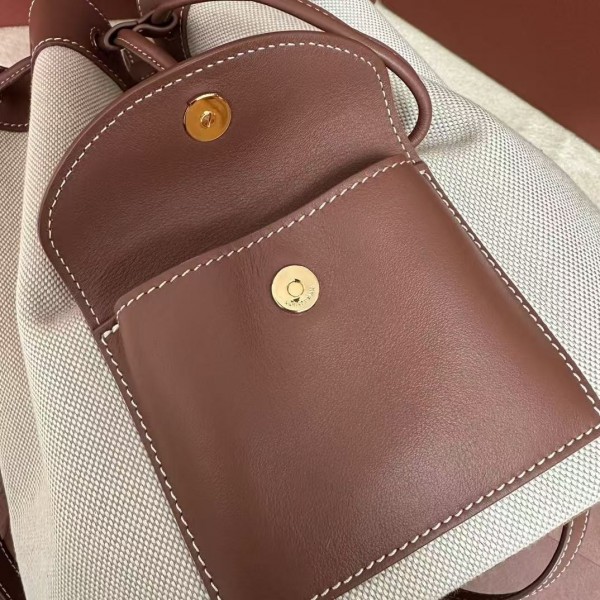 loro piana extra caramel canvas drawstring backpack, size: 25*27*14cm