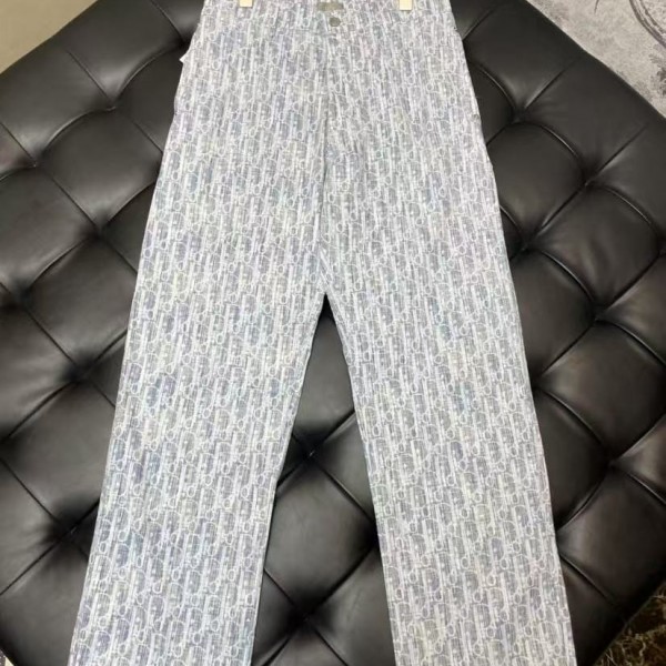 「#4785」Dior all over print jeans blue