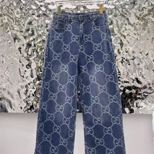「#4797」Gucci logo jacquard straight jeans